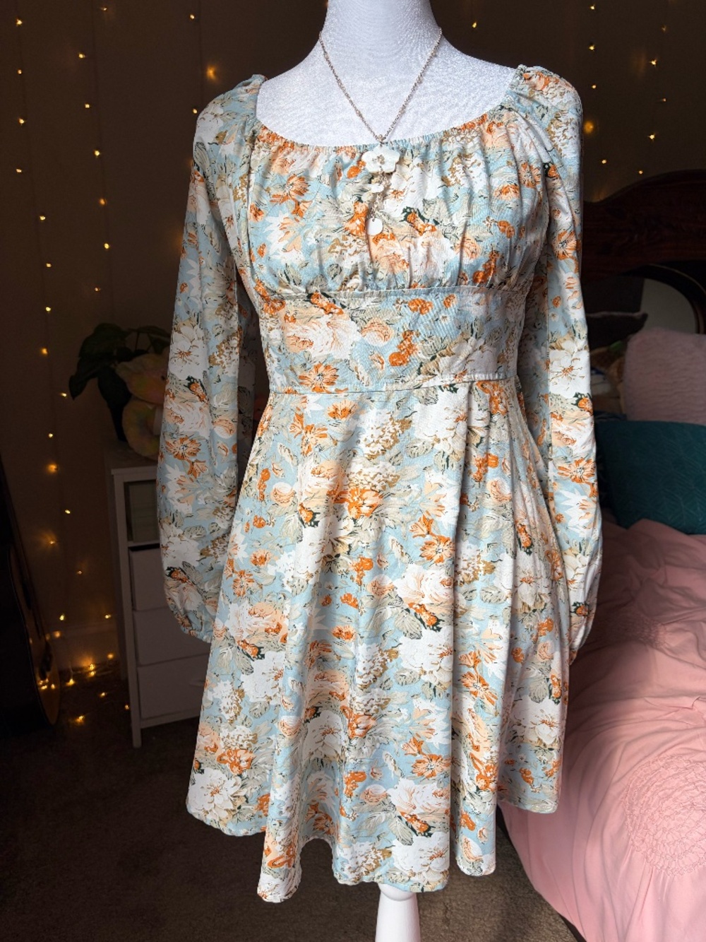 Feminine pastel floral dress